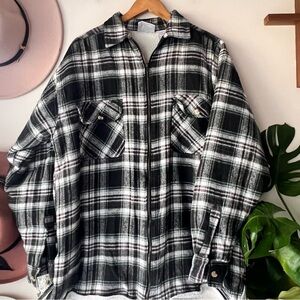 Vintage EVOLUTION Sherpa lined flannel plaid zip‎ up Jacket Mens SIZE LARGE